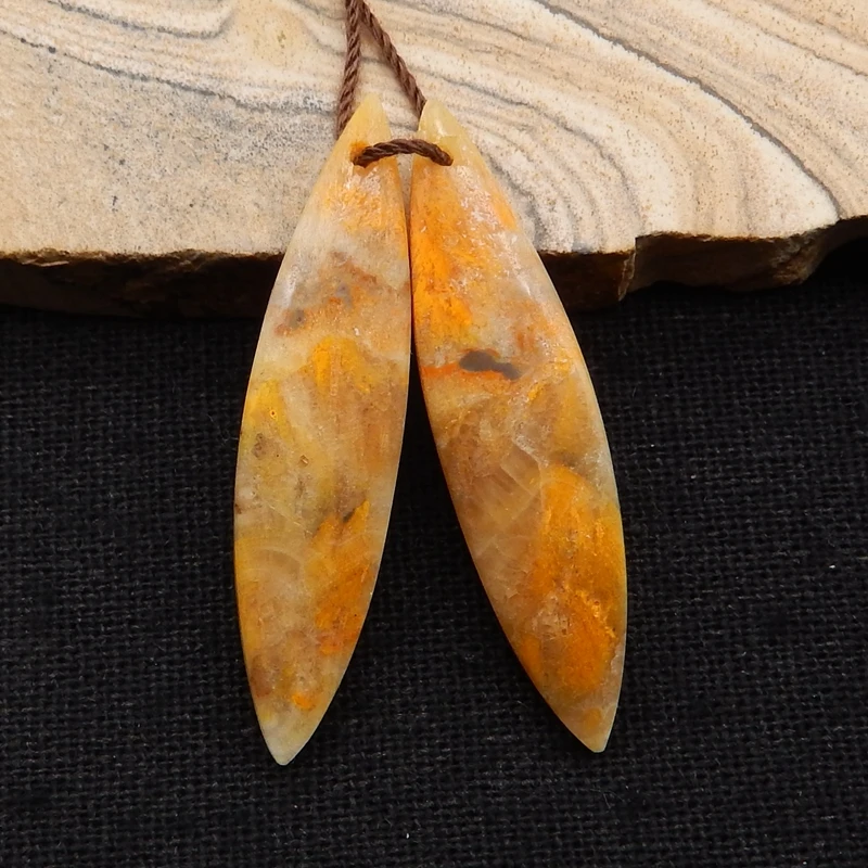 Semiprecious Natural Bumble Bee Stone Earring Bead DIY Jewelry Accessories For Women 40x10x4mm 5g