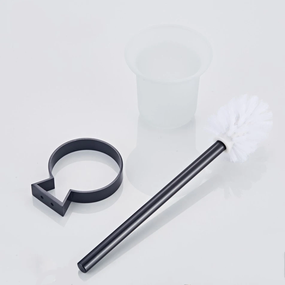 Nail Free Bathroom Accessories Wall Mounted Black Space Aluminum Bathroom Toilet Brush Holder Toilet Cleaning bathroom accessories toilet brush holder