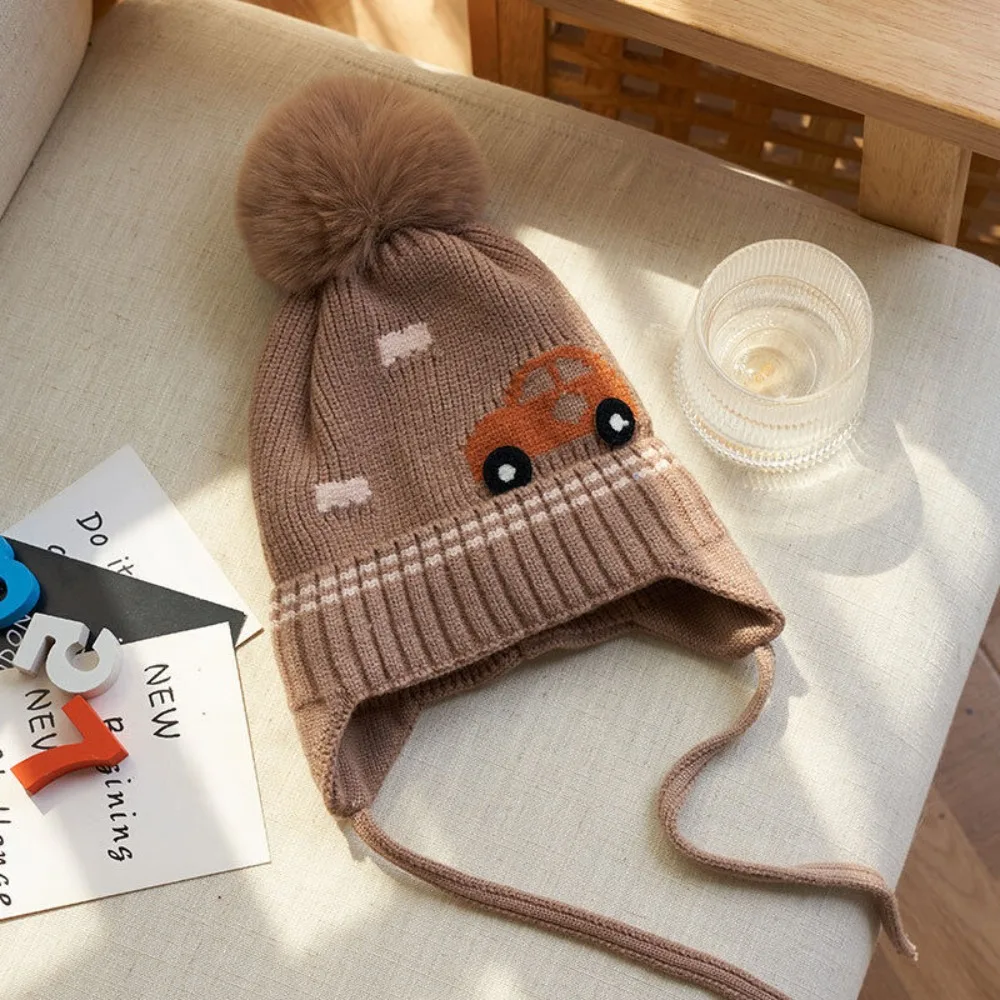 Cartoon Dinosaur Boys Girls Ear Protection Hat Winter Children Knitted Hats Warm Baby Thicken Beanies Cap Kids Accessories 3
