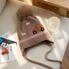 Cartoon Dinosaur Boys Girls Ear Protection Hat Winter Children Knitted Hats Warm Baby Thicken Beanies Cap Kids Accessories 3