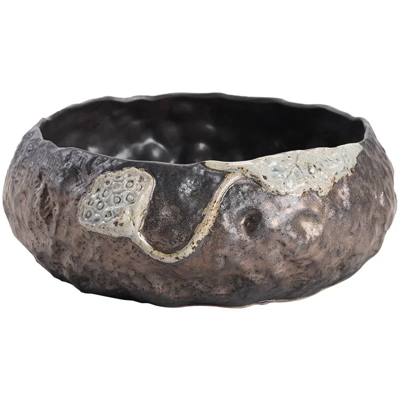 Japanese Gilding Iron Glaze Lotus Seedpod Tea Washing Basin Ceremony Dust Cylinder Barrel Washing Cup