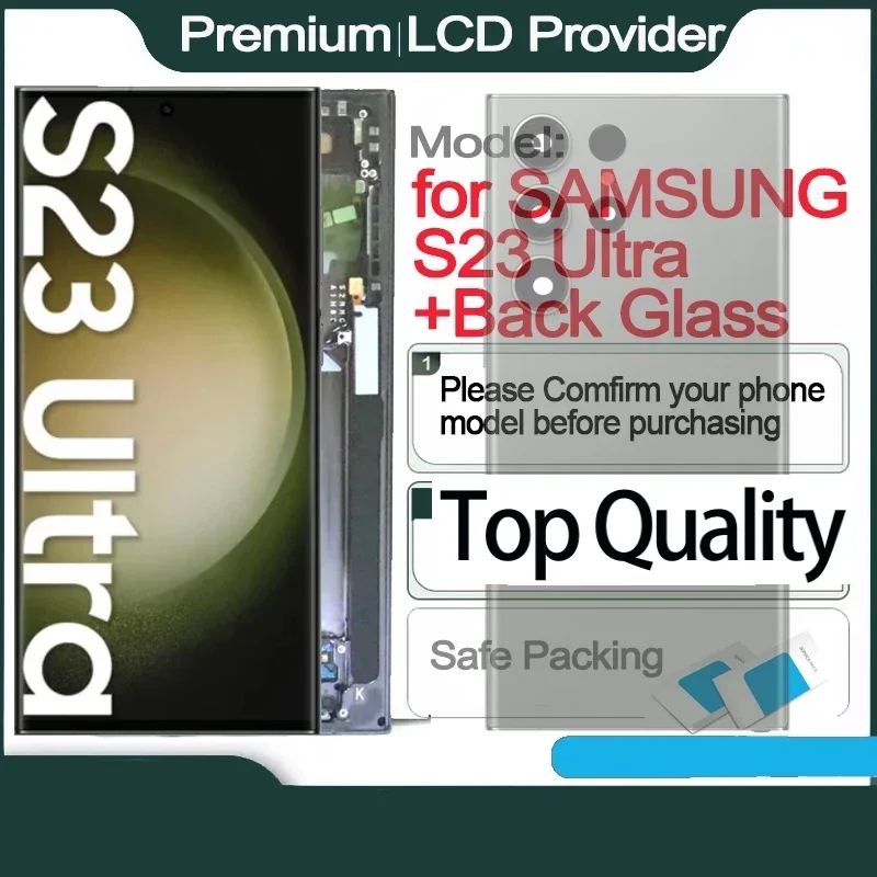 AMOLED LCD with frame Replacement for SAMSUNG S23 Ultra