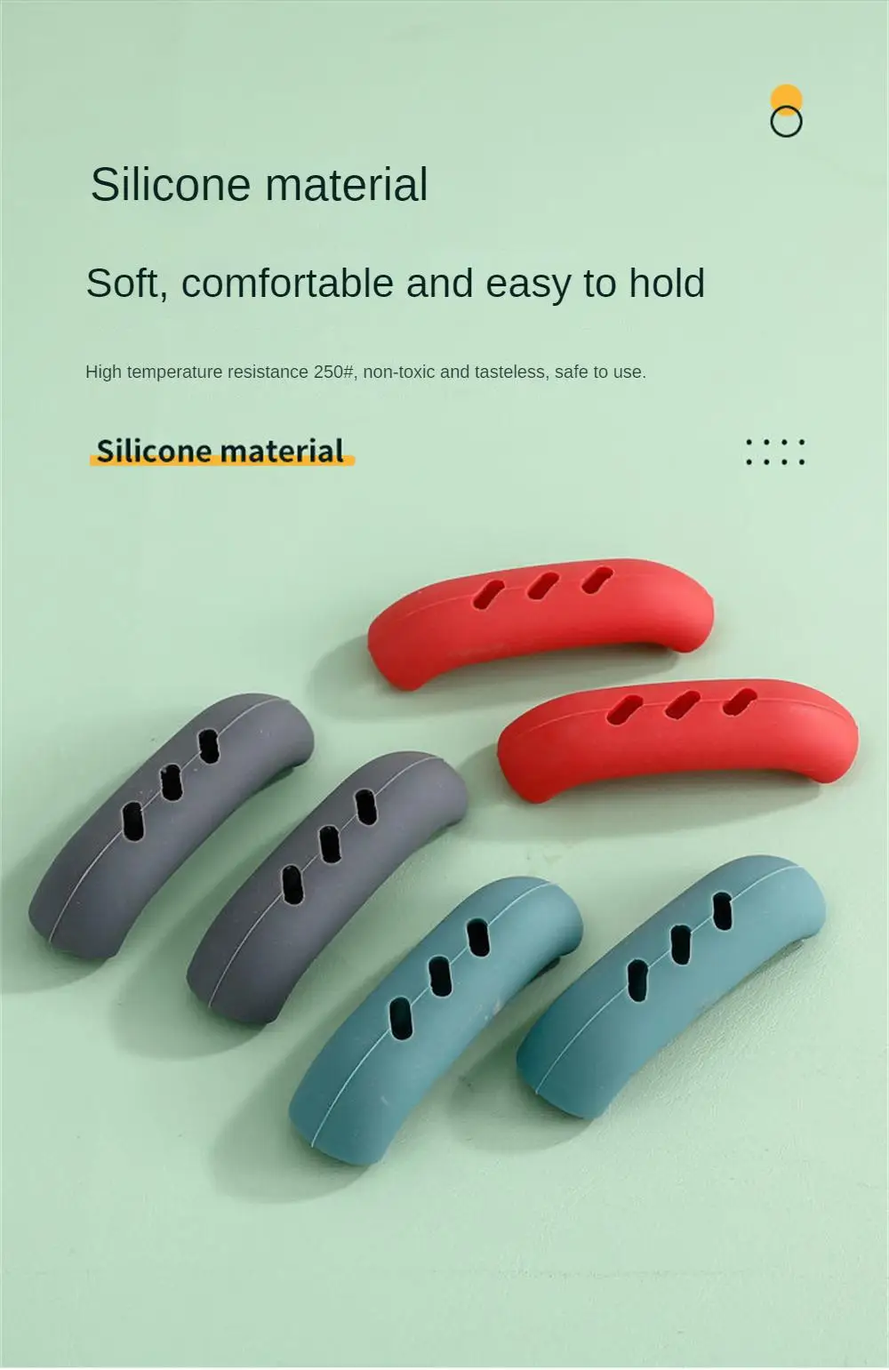 Description Picture 2 of item1~10PCS Silicone Pot Handle Cover Heat Insulation Covers Pot Ear Clip Steamer Casserole Pan Handle Holder Non-slip Kitchen Tool