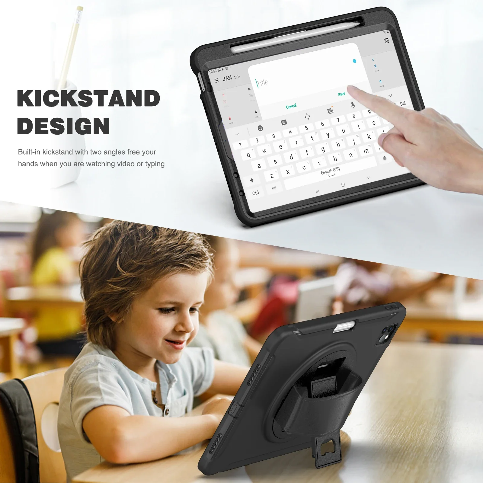 Shockproof Tablet Stand Case with Hand Strap