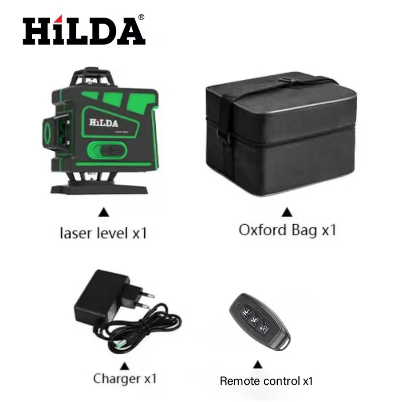 HILDA Powerful 360° Green Beam Laser Level with Self-Leveling Capability