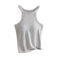 Haut Camisole à col licou fileté avec soutien-gorge intégré, haute élasticité, écharpe ajustée, bonnet fixe, sous-vêtements respirants pour femmes 5
