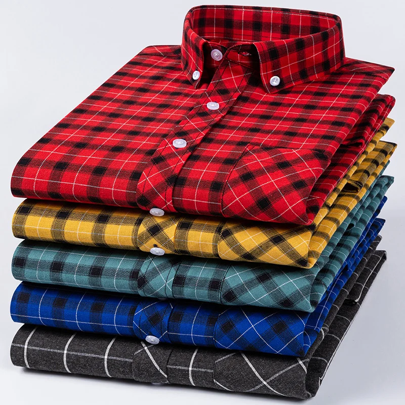 Plus size 9xL100%cotton thin plaid shirts for men slim fit formal plain shirt striped casual top soft clothes free shipping item