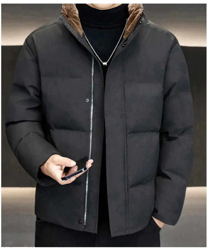 Lässige Herren Warme Leichte Wattierte Jacken Herbst Winter Verdickte Wollfüllung Mantel Oberbekleidung Winddichte Parka-Kleidung – Detail 13