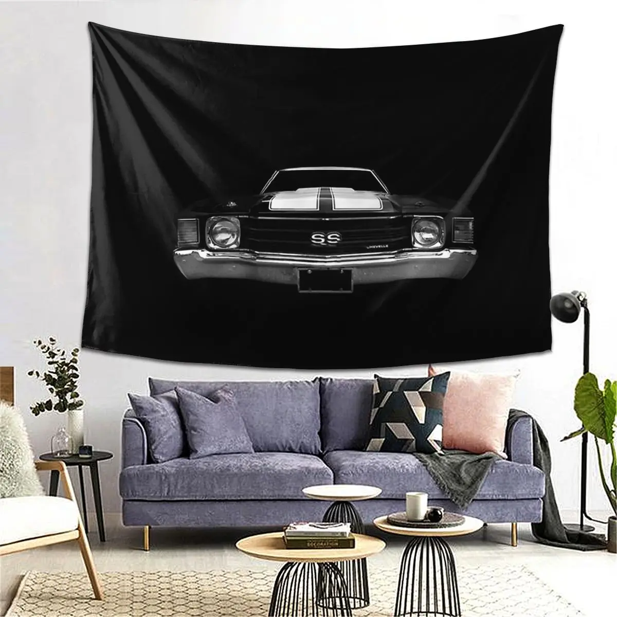

1972 Chevy Chevelle - Black Aesthetic Home Decor Tapestry Art Wall Hanging Tapestries for Living Room Bedroom Dorm Room