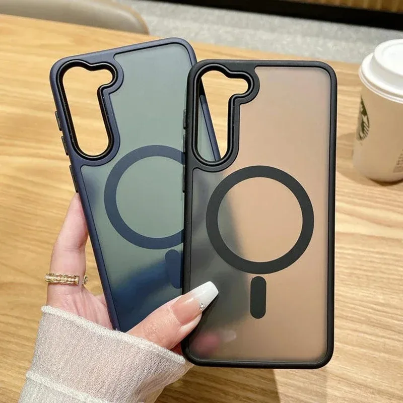 Luxury Magnetic Translucent Phone Case with Wireless Charging and Shockproof Protection