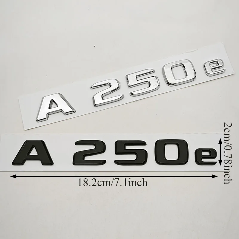 신형 3D ABS 자동차 레터 로고 A250e 배지 스티커 리어 트렁크 엠블럼 데칼 메르세데스 벤츠 A250e W177 테일 마킹 액세서리