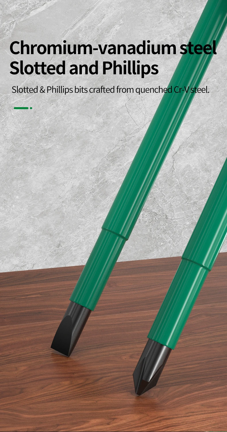 1 Stück Isolierter Schraubendreher mit Schlitz- und Kreuzschlitz-Magnetspitzen, Professionelles Elektriker-Wartungswerkzeug – Detail 6