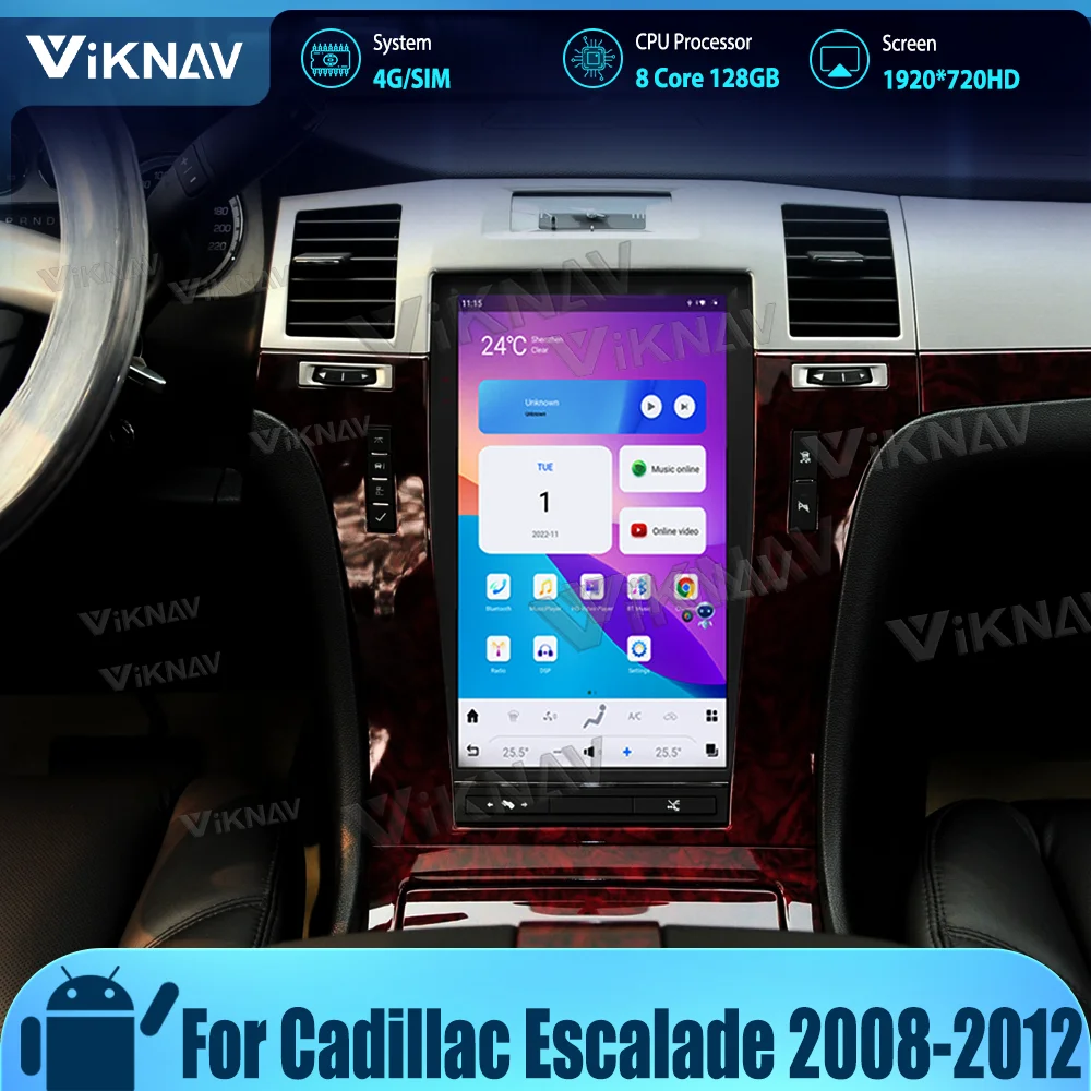 

13.6inch Car Radio For Cadillac Escalade 2008-2012 Upgrade Wireless CarPlay 8+128GB Stereo 8 Core Touch Screen Android Autoaudio