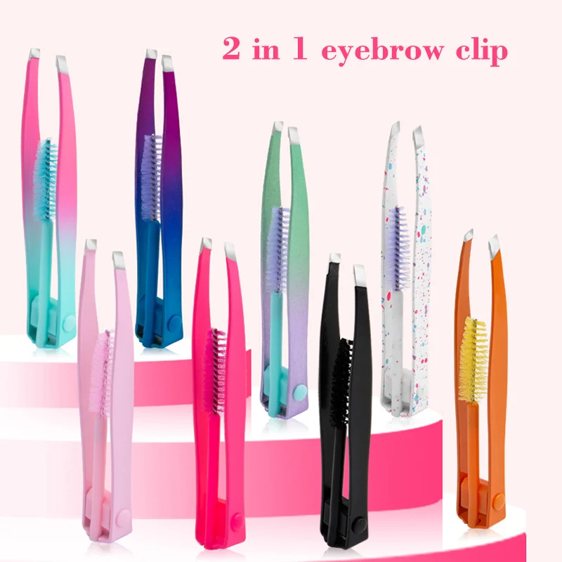 Description Picture 2 of itemEyebrow Tweezers Hair Remover Stainless Steel Professional Eyebrow Clamp Lash Tweezers Makeup 2in1 Eyebrow Hair Removal Clip