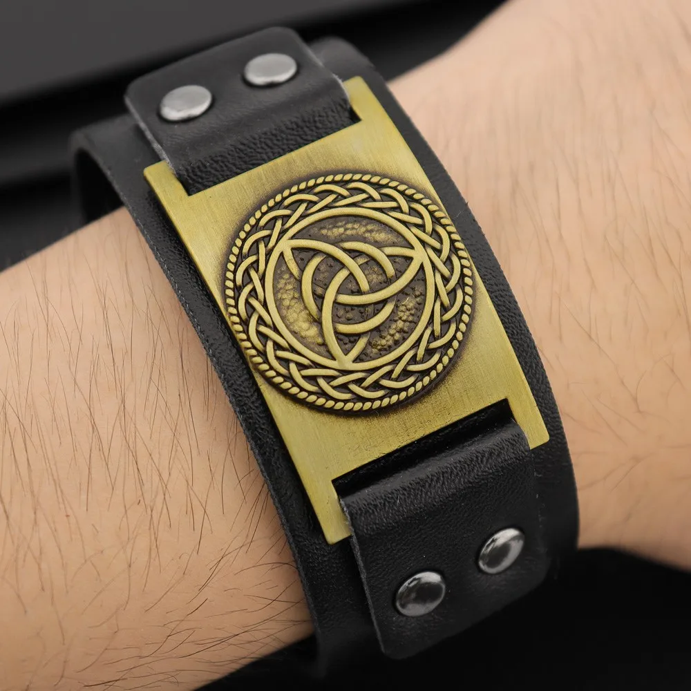 Vintage Viking Rune Celtic Knot Bracelet Charming Men Leather Bracelet Fashion Hip Hop Punk Jewelry Accessories Party Gift leather bracelet leather bracelets