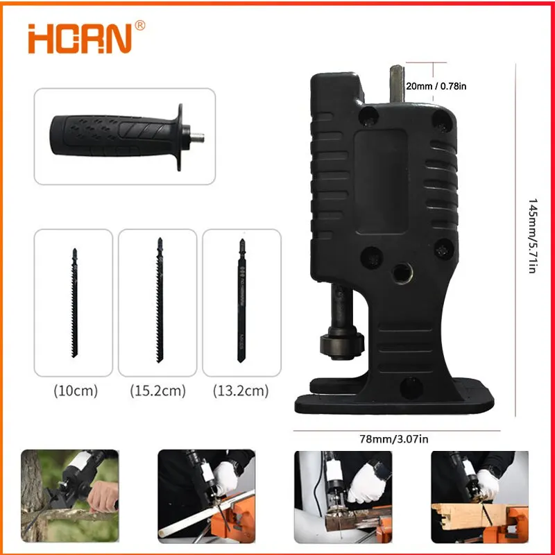 Portable Reciprocating Electric Saw Adapter Electric Drill Modified Tool Attachment with 3 Saw Blades for Wood Metal Cutting 2