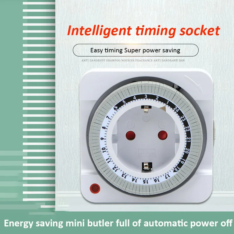 EU Plug Mechanical Timer Socket 24H Countdown Auto Power Off Cycle Indoor