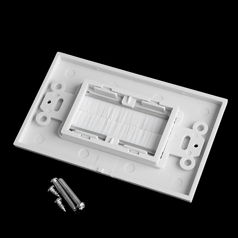 Single Gang Bristles Brush Wall Plate Port Insert Cover Outlet Mount Panel 1 access panel