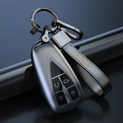 Sleek Car Key Case Cover with Keychain - Premium Car Accessory (4 btn grey keychain)