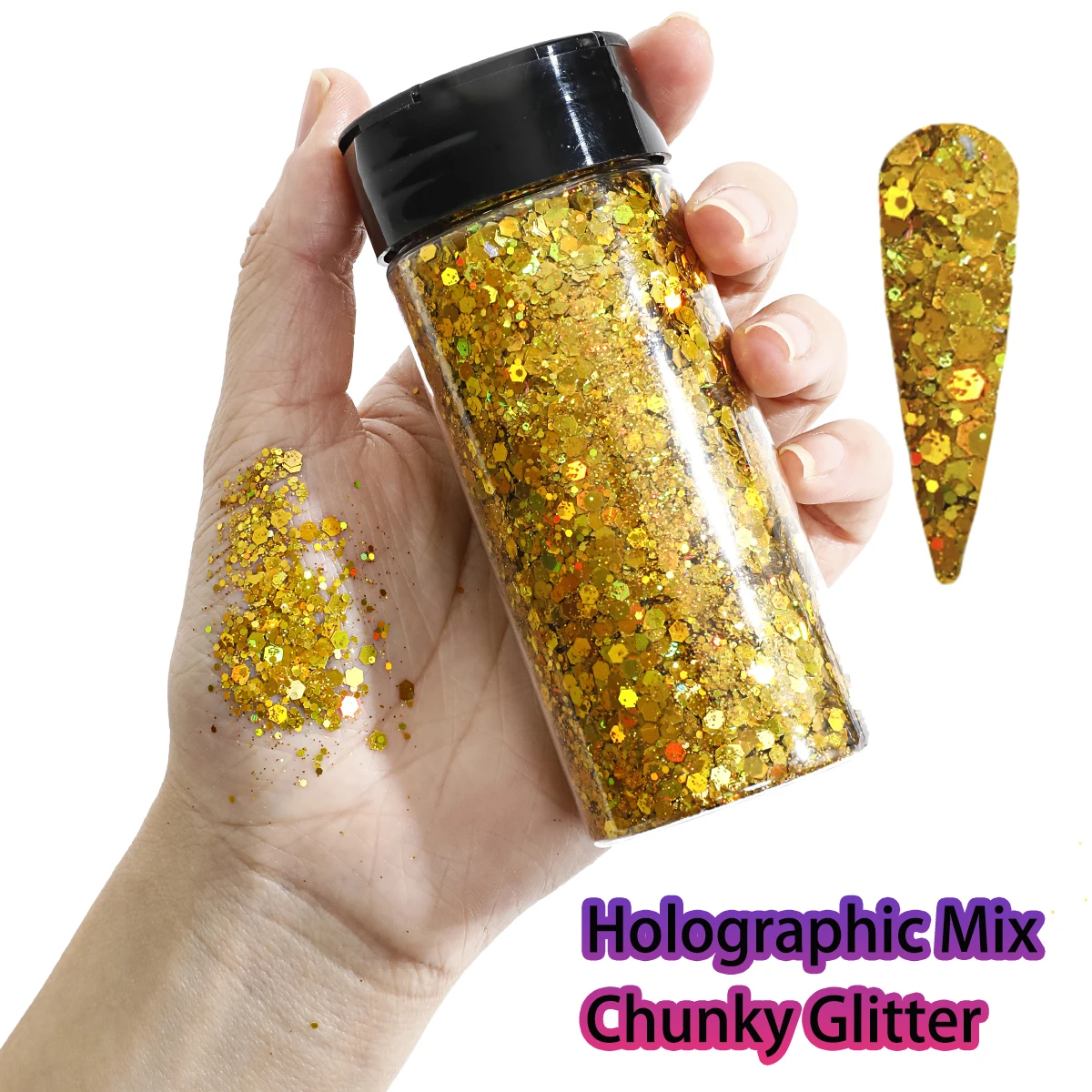 Holographic Iridescent Glitter Powder for Nail Art and Festival Decor, 80g