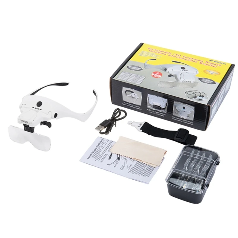 

Multi-functional Loupe-LED for Head Mounted Glass Head-mounted Magnifier-with 5 Replaceable Lenses-Auxiliary