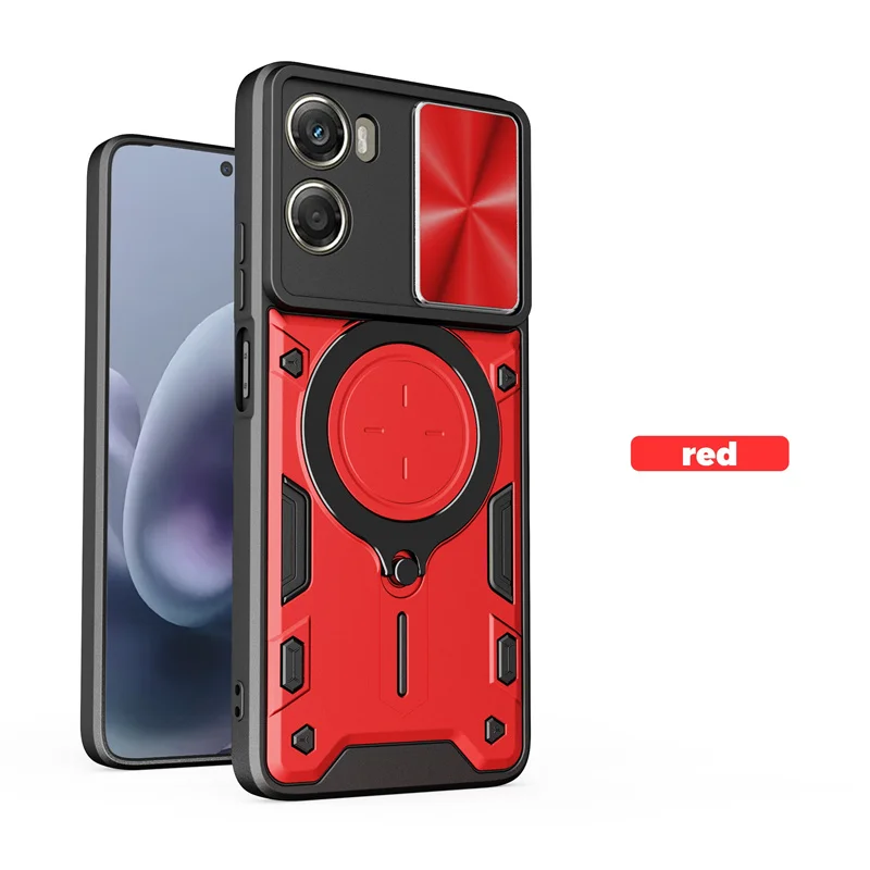 Shockproof Armor Slide Camera Protector with Magnetic Ring Holder