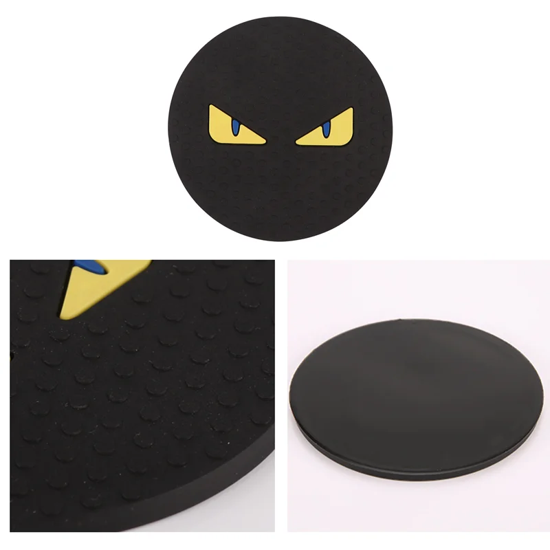 1Pair Car Water Coasters Cartoon Cute Monster Non-slip Insulation Pad Silicone Round Cup Groove Mat Car Interior Accessories