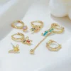 6pcs Cute Zircon Cartoon Fairy Tales Drop Dangle Earrings Set For Women Fashion Jewelry Gift 3