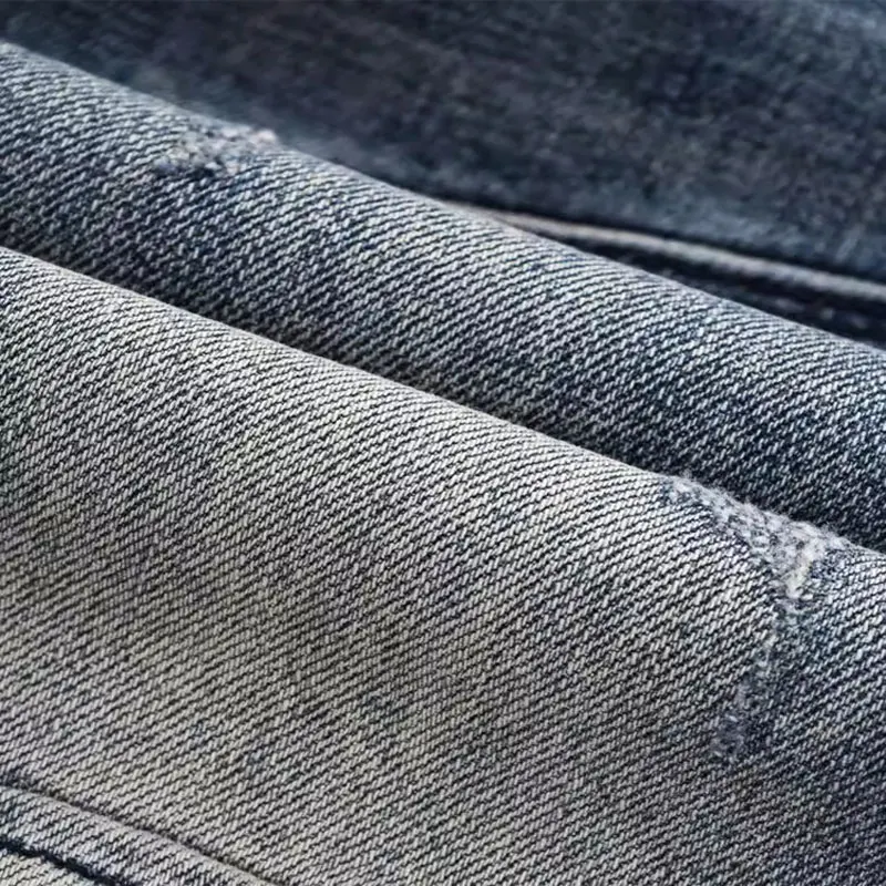 High Street Fashion Men Jeans Retro Blue Stretch Slim Fit Spliced Designer Biker Jeans Homme Patched Hip Hop Denim Pants Hombre