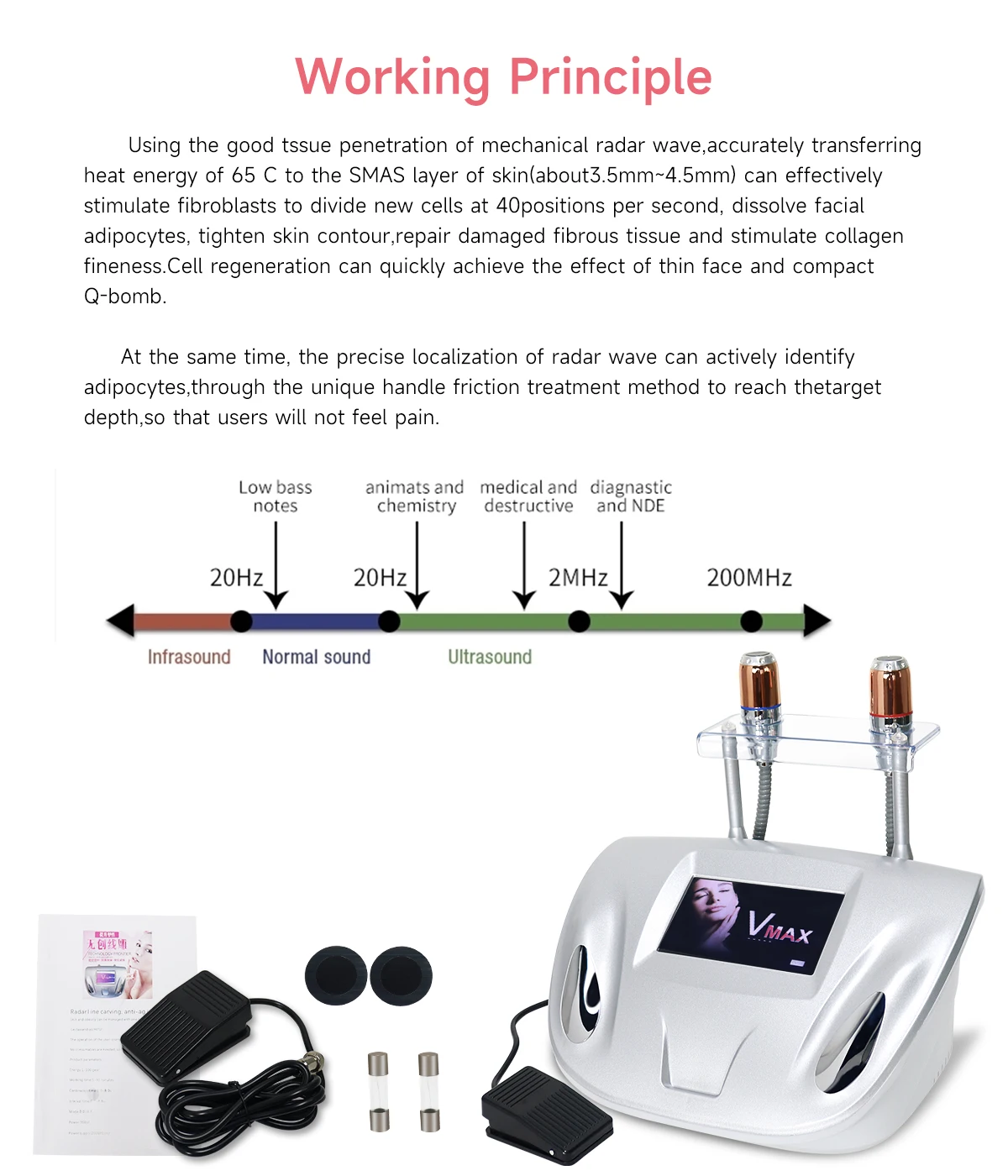 High Frequency Ultrasonic Facial Beauty Skin Rejuvenation Face Lift Skin Tighten Anti Wrinkle Radar Line Carve Tool