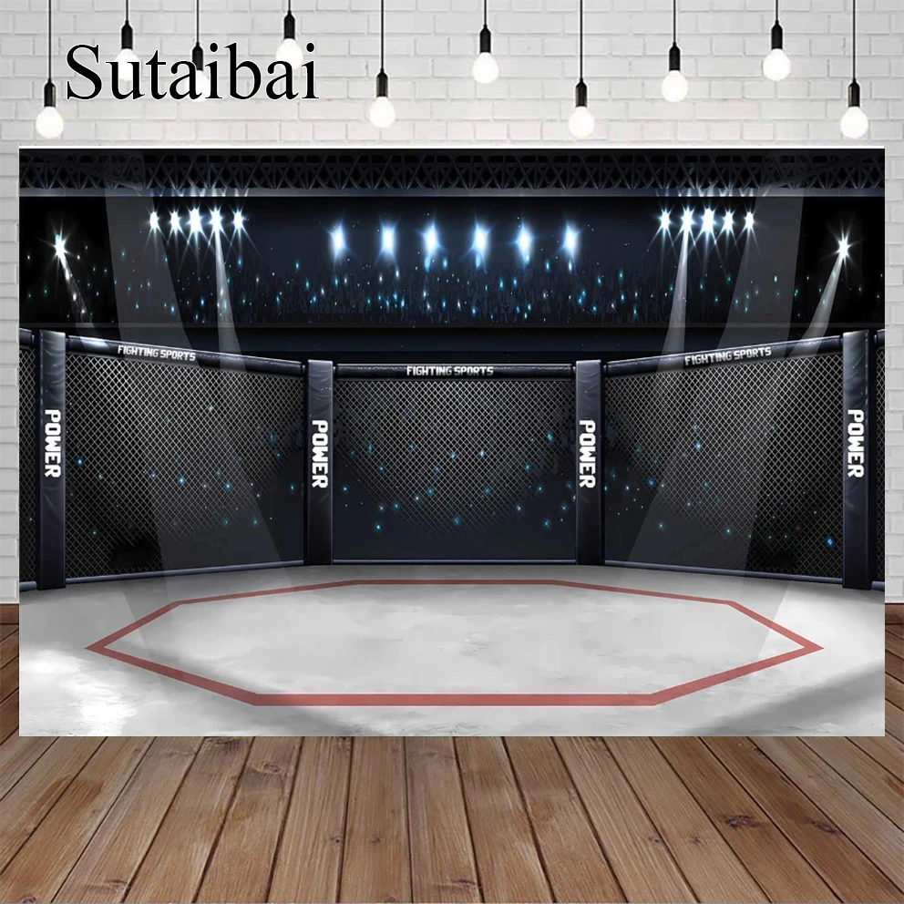 Cage Boxing Arena Sfondo Ufc Ottagono Fighting Wrestling Taekwondo Challenge Night Live Photo Background Boxing Ring Decor