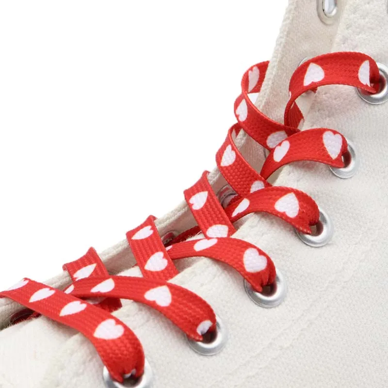 10pairs Lovers Couples Shoelaces 60-180cm Flat Printed Red White Heart Boot Laces Heat Transfer Latchet For AF1 1970s