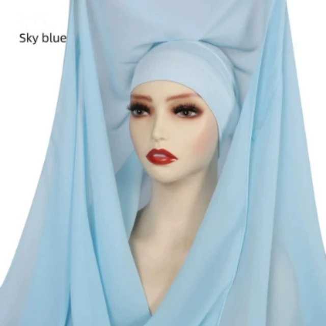 Hijab instantané en mousseline de soie avec boucle magnétique, couleur unie, écharpe musulmane pour femme, Turban islamique, bandeau à la mode, châle, nouvelle collection