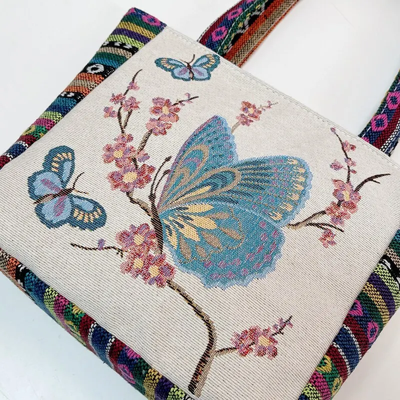 حقيبة بينتو ذات طراز عرقي للطلاب ، حقيبة يد من الق...