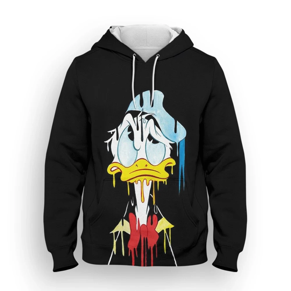 Disney Hoodies Pato Donald Cartoon Anime 3D Impressão Streetwear Homens Mulheres Moda Casual Moletons Oversized Hoodie Crianças