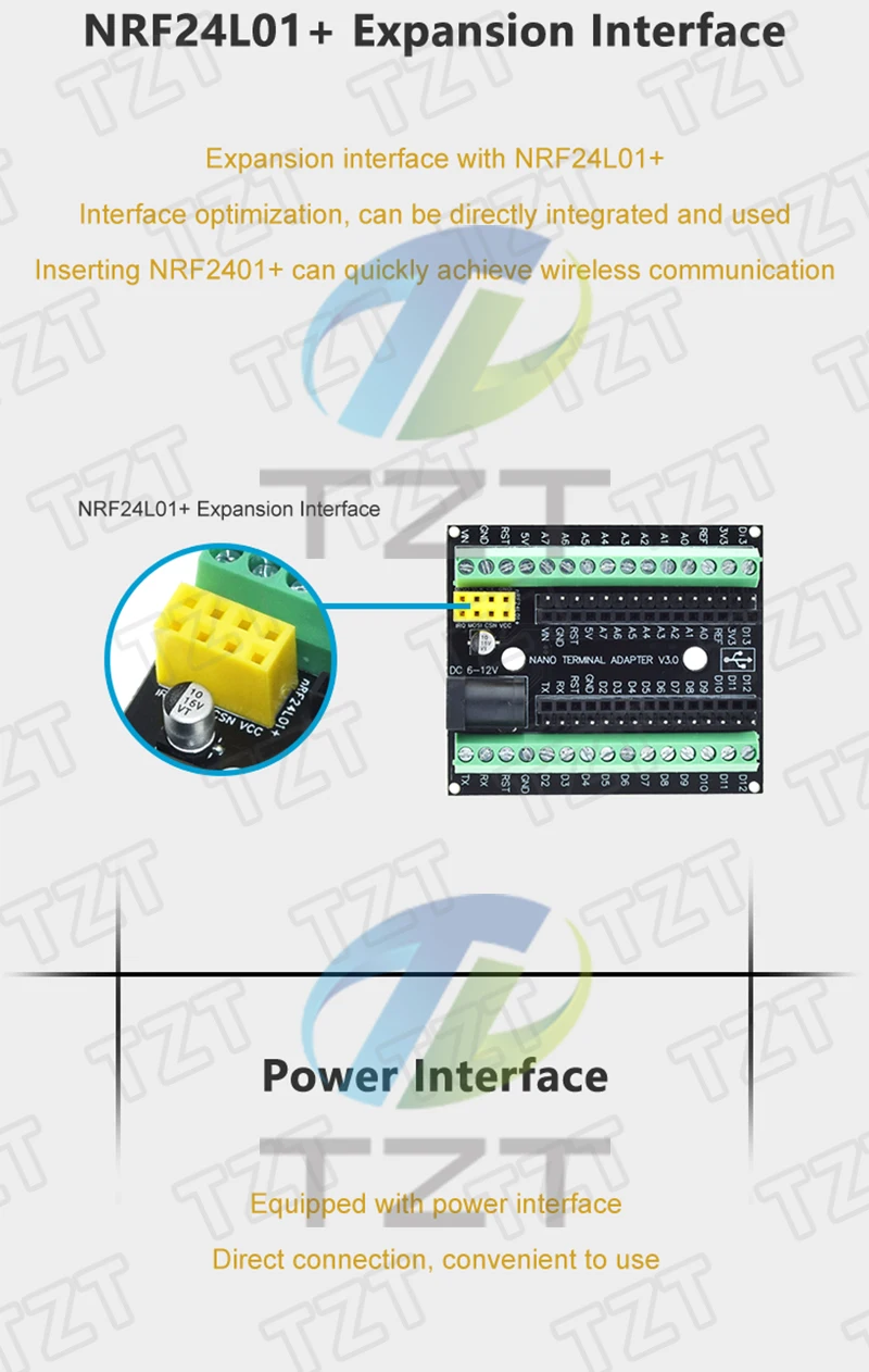1/3 Stück geeignet für Arduino mit DC NRF2401+ Erweiterungsschnittstelle, kompatibel mit Nano V3.0 Erweiterungsplatine Entwicklungsboard – Detail 2