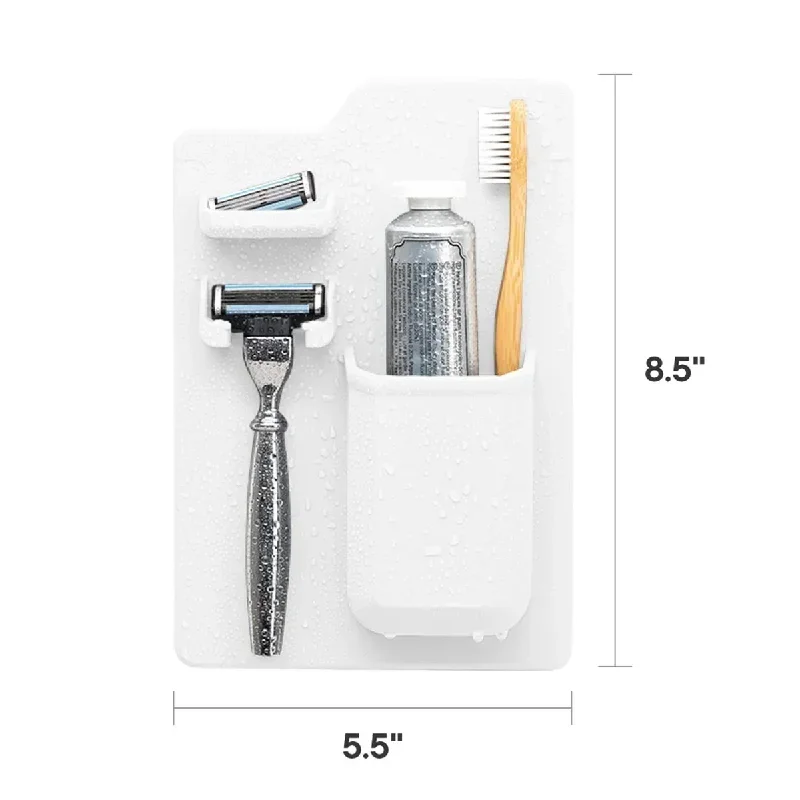 Silicone Toiletery Organizer Waterproof Toothbrush Holder with Mirror Razor Holder Designed for Shower and Bathroom storage rack toothbrush holder razor holder bathroom shelf bathroom shelf rack bathroom storage rack wall shelf organizer