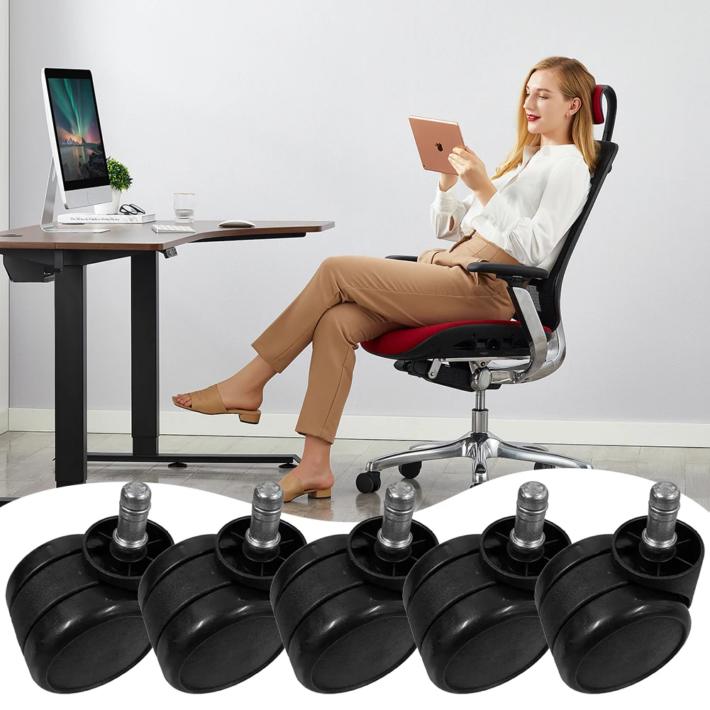 5PCS Office Chair Casters 60mm Universal Rolling Casters Wear Resist Mute Swivel Caster Replacemen Furniture Wheels Roller