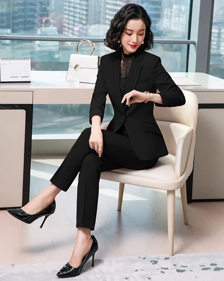 Two Pieces Set Size Formal Work Career Blazer Coat With Pant