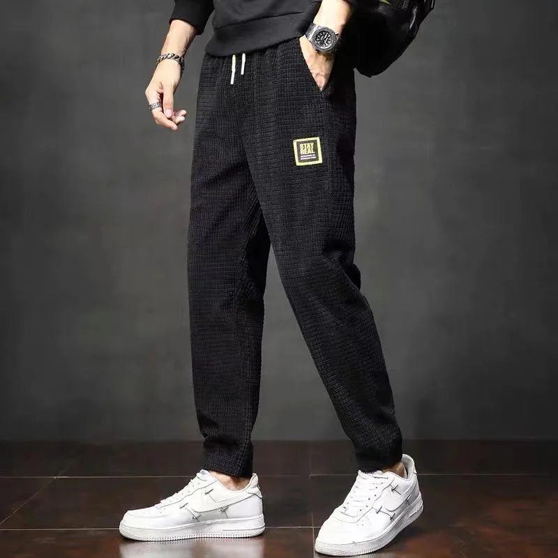New Men Corduroy Sweatpants Hip Hop Joggers Streetwear Casual Sports Trousers Training Workout Fitness Big Pockets Cargo Pants