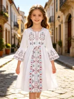 Combinaison barboteuse imprimée à manches longues pour filles, printemps-automne, manches cloche, pour enfants 1