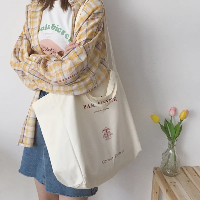 

Women's Korean version one shoulder canvas bag fashion literature and Art College Student Backpack class tutorial canvas bag