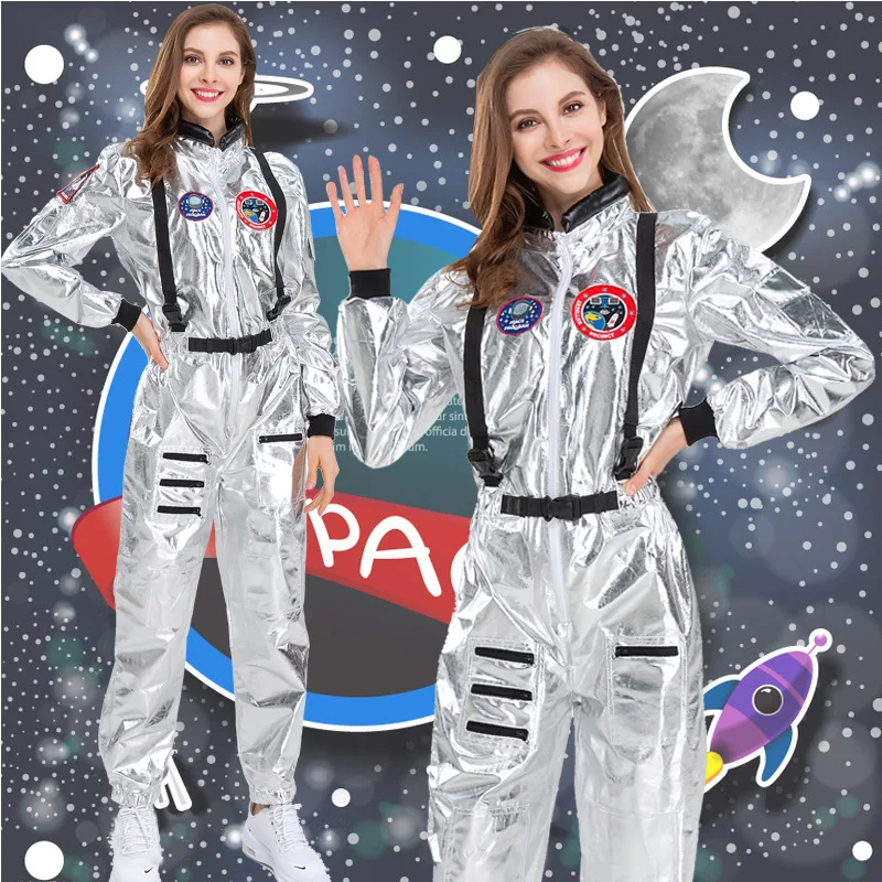 

Festival Adult Imitation Silver Plus Size Women's Party Dress Astronaut Costume White Role Playing
