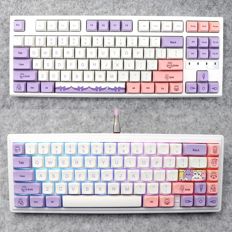 

Custom Keycap PBT Standard Dye Sublimation Lavender Rabbit Keycaps 147Keys XDA Profile for Mechanical Keyboard GK61 64