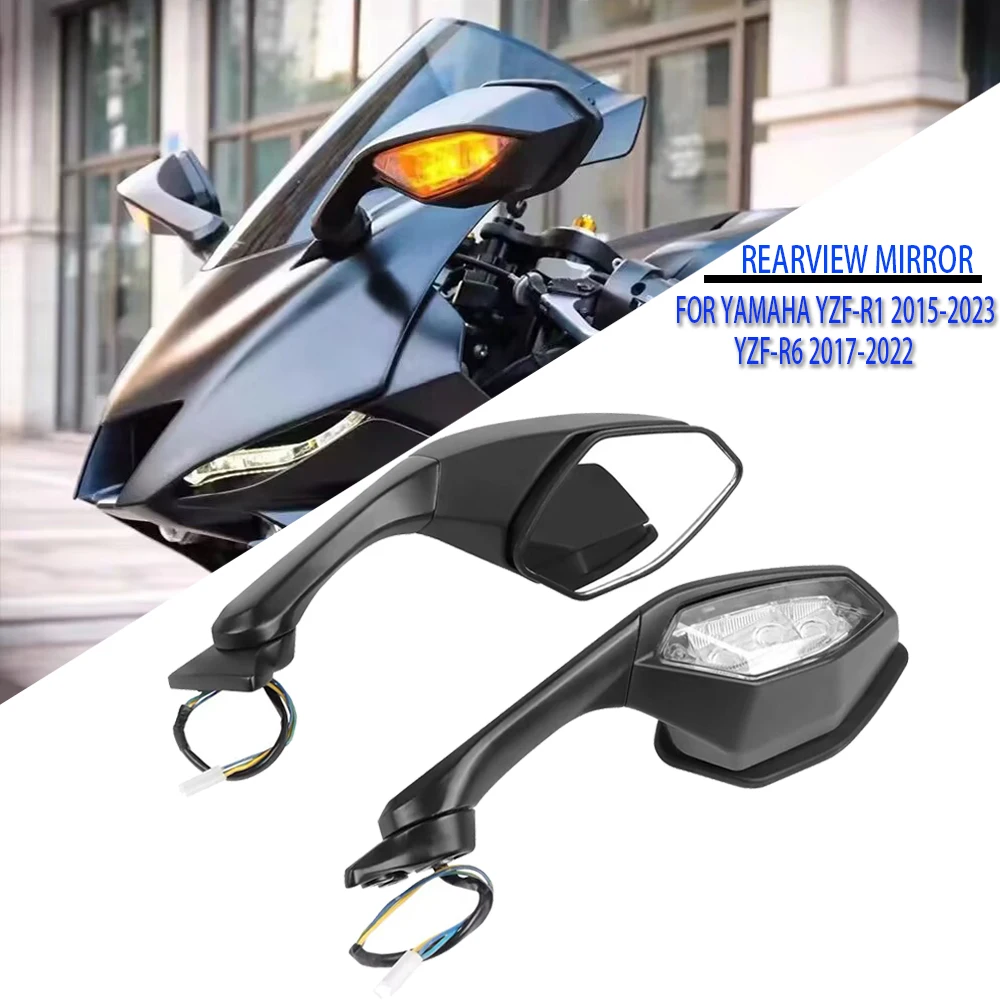 2017 R6 Mirrors Motorcycle-Folding-Rearview-Mirror-LED-Turn-Signal-Suitable-For-YAMAHA ...