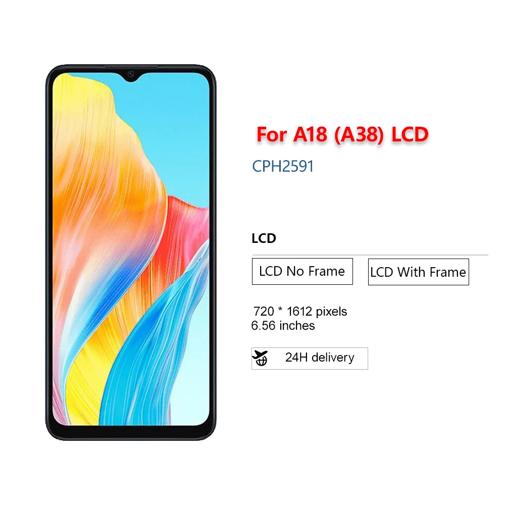 DISPLAY LCD OPPO A18 CPH2591 - A38 4G CPH2579 TOUCH SCREEN SCHERMO NERO