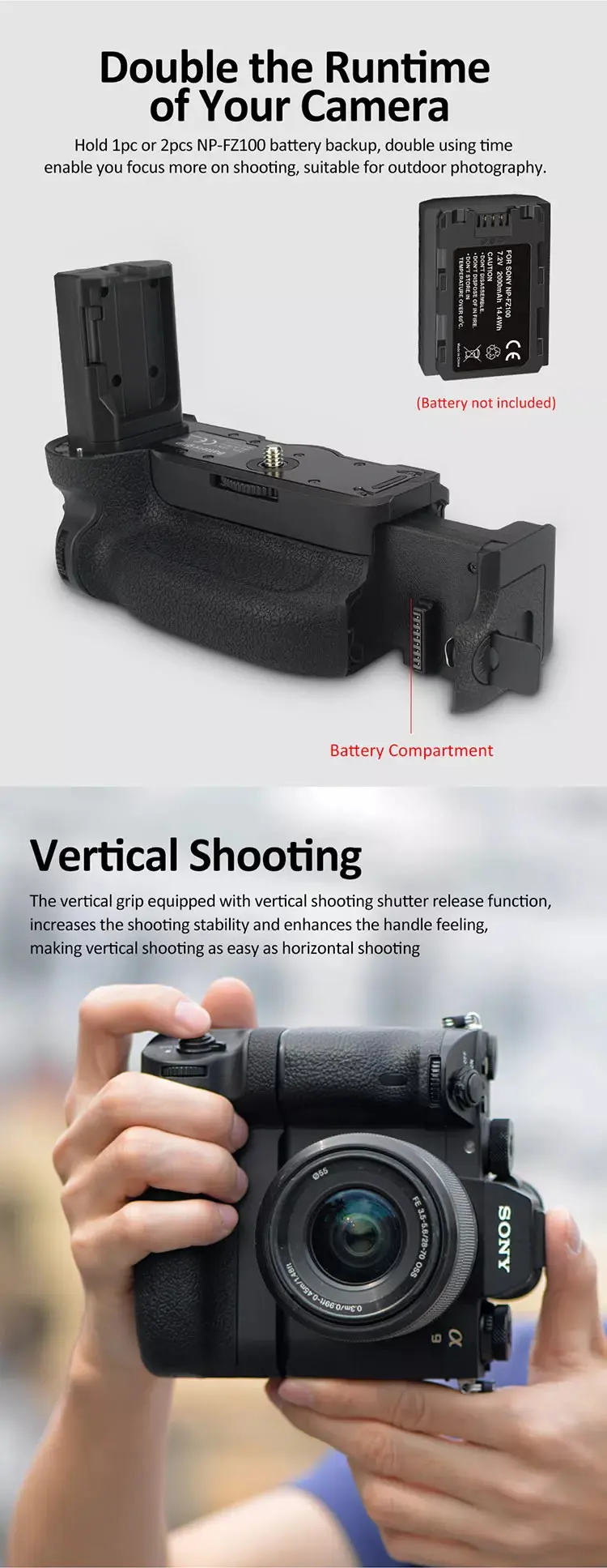 Description Picture 4 of itemA7R3 Battery Grip VG-C3EM Vertical Grip for Iconic Brand A7R III A7RIII A7RM3 A7R3 ILCE-7RM3 Vertical Battery Grip