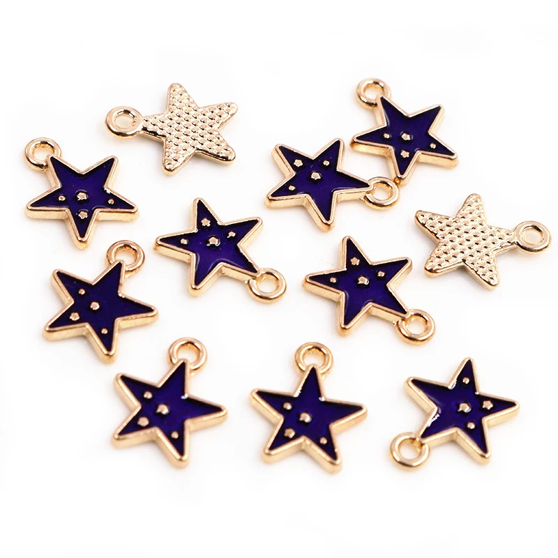 10pcs Enamel Cute Charms Pendant for Jewelry Making Supplies Moon Star  Heart Alloy Metal Drop Oil