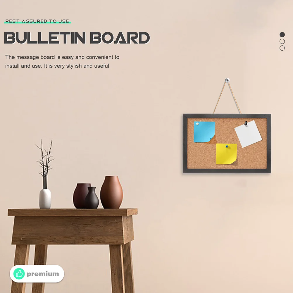 Notice Boards Cork Board Photo Display Hanging Thumbtack Bulletin Black Wall Boards Frame Display Office for Walls Decorative