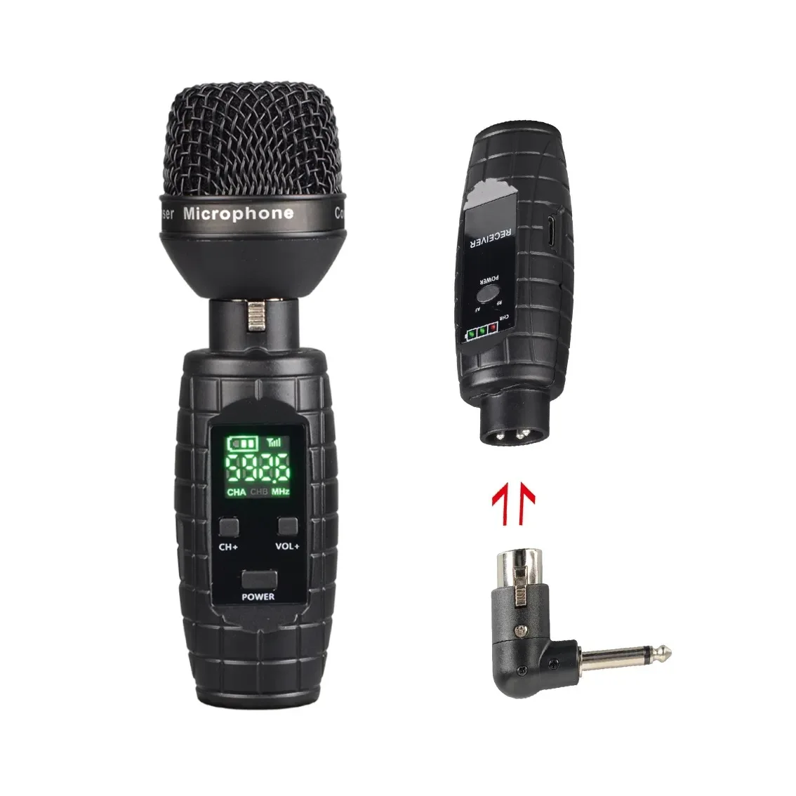 UHF Wired to Wireless Microphone Converter Microphone Transmitter and ReceiverMicrophone Adapter Dynamic Handheld Microphone